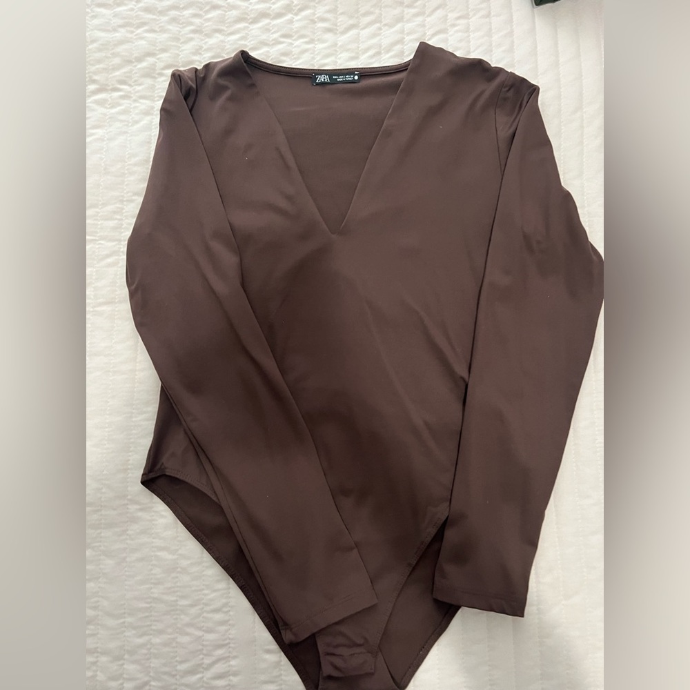 Zara Brown long sleeve bodysuit